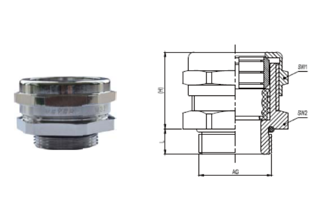 Conector metalic cu inel de fixare