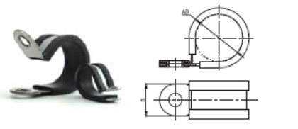 Clamp feadánra cruach dhosmálta agus rubair silicone